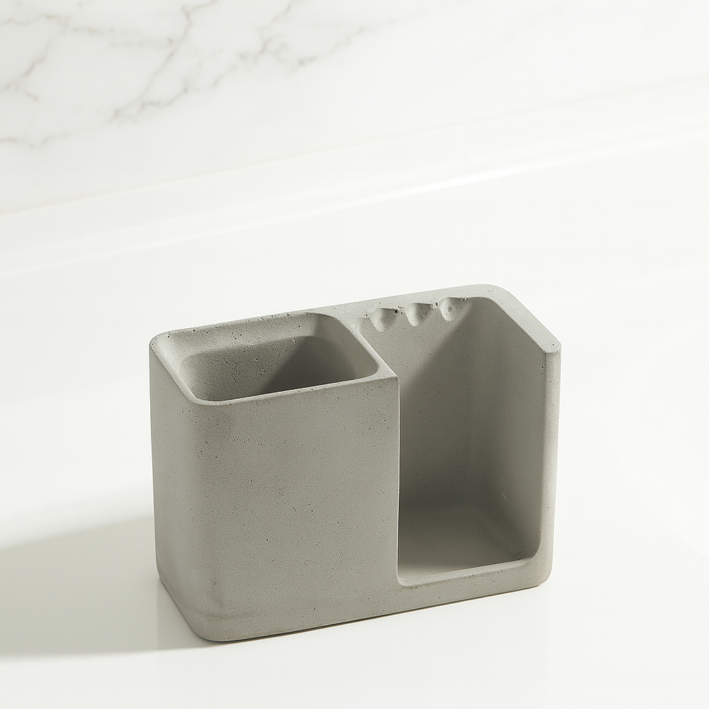 Trigubas betoninis Dantų Šepetėlių ir Pastos Laikiklis