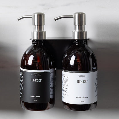 Vonios šampūno buteliuko laikiklis iš nerūdijančio plieno. Juodas